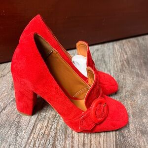 YDN Women's Vibrant Red Suede Loafers NEVER WORN